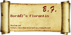 Bordás Florentin névjegykártya